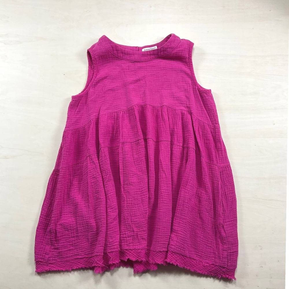 Newbury Kustom Magenta Pink Cotton Gauze Tiered Babydoll Tunic Dress Medium